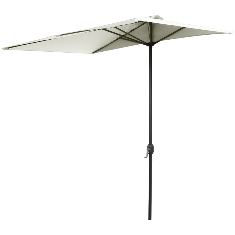 Outsunny 8ft Half Umbrella Outdoor Balcony Parasol Patio Garden Outdoor Window Sun Shade w/ 5 Ribs Beige