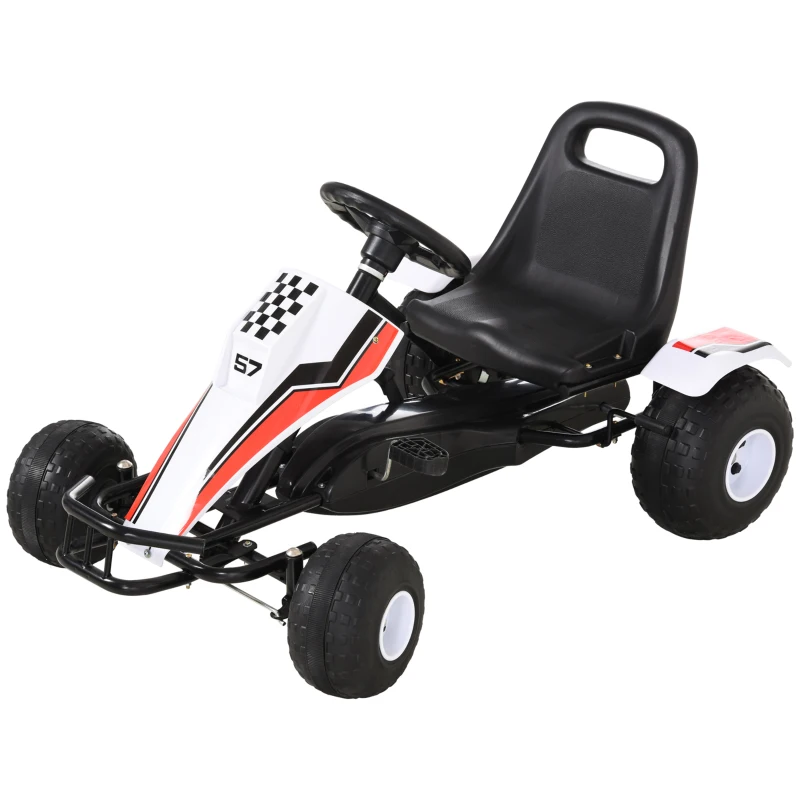 Aosom Kids Pedal Go Kart Children Racing Style Ride on Car with Adjustable Seat, Plastic Wheels, Handbrake and Shift Lever for 3-6 Years Old