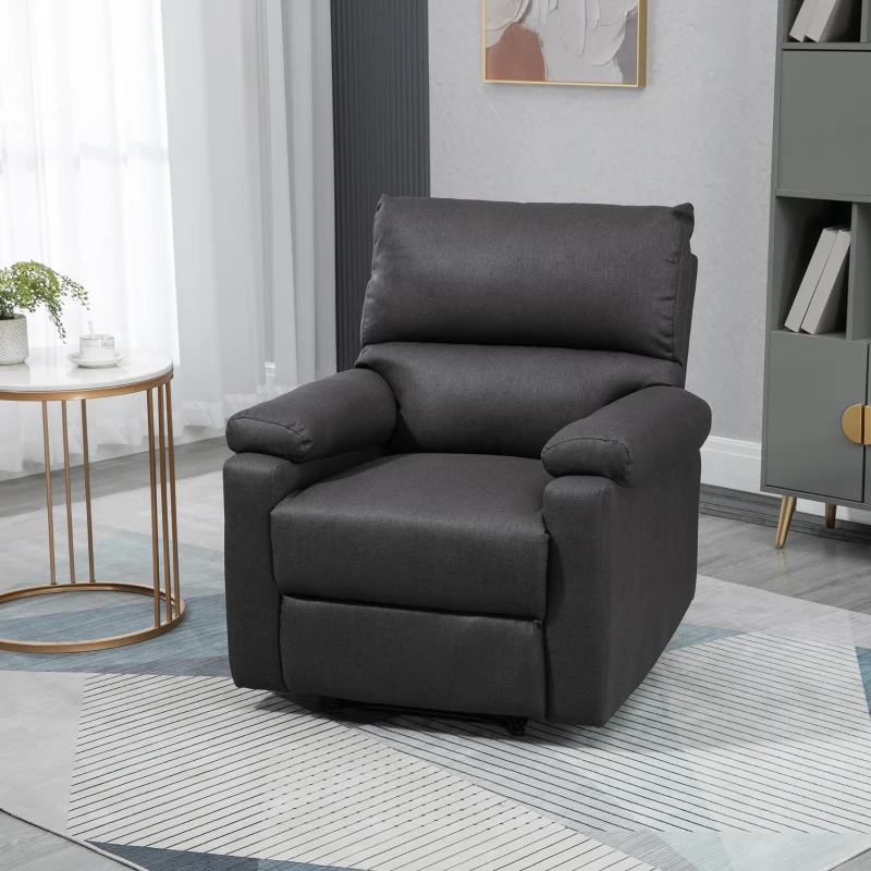 HOMCOM Recliner Chair, Manual Reclining Chair with Footrest, Padded Seat for Living Room, Bedroom, Study, Dark Grey