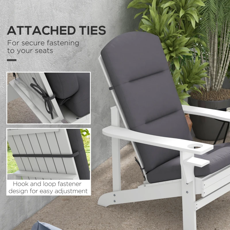 Outsunny Patio Chair Cushion for Adirondack Chairs Replacement Cushion with Back and Ties, Grey