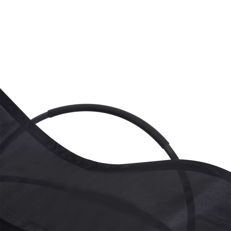 Outsunny Outdoor Rocking Lounge Chair, Foldable Zero Gravity Rocking Chair, Orbital Outdoor Patio Chaise Lounge Rocker with Mesh Seat and Pillow, Black