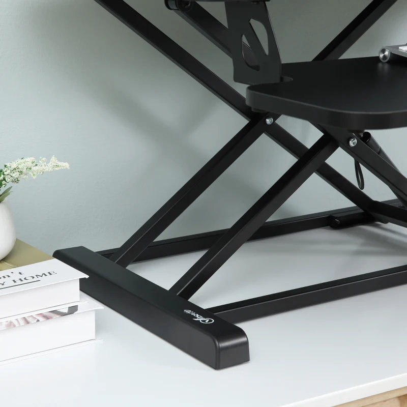 Vinsetto Standing Desk Converter 33 Inches Stand up Desk Riser, Height Adjustable Home Office Table with Keyboard Tray for PC Computer Laptop Black