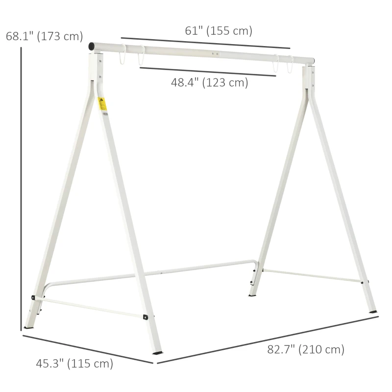 Outsunny Metal Swing Stand Swing Frame, Hanging Chair Stand Only, 528 LBS Weight Capacity, for Backyard, Patio, Lawn, White