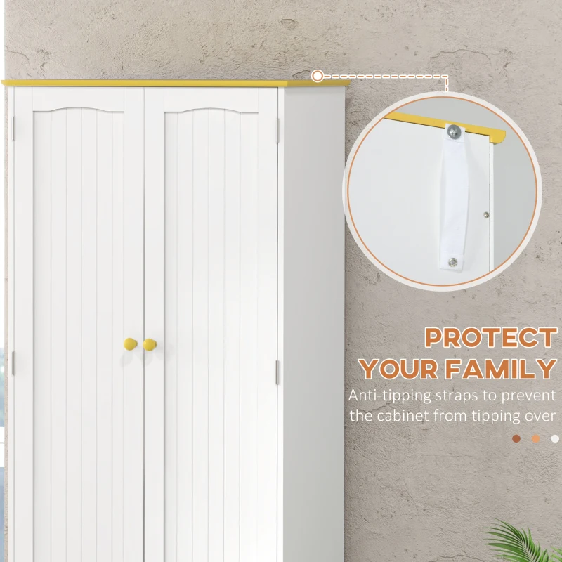 HOMCOM Freestanding Storage Cabinet, Kitchen Pantry Cabinet with 4 Shelves, 4 Doors, Kitchen Storage Cabinets for Dining Room