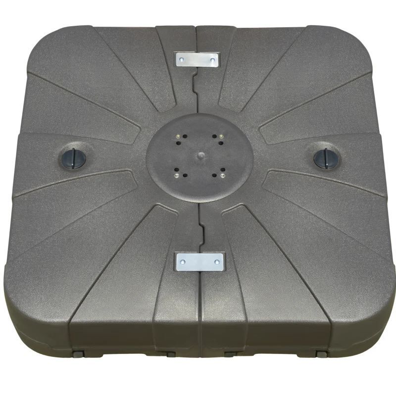 Outsunny HDPE Square Cantilever Patio Umbrella Base with Wheels Crossbar Heavy-Duty Umbrella Stand, Filled Up to 330lbs with Stand or 248lbs with Water for Deck Poolside, Coffee