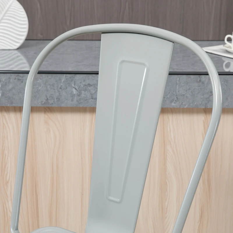 HOMCOM Set of 4 Bar Stools Kitchen Industrial Breakfast Bistro Cafe Metal Frame Silver Grey