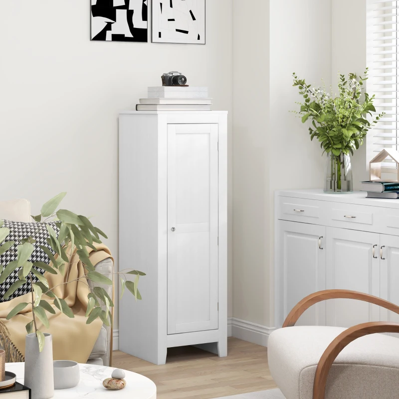 HOMCOM Kitchen Pantry Storage Cabinet with Adjustable Shelves, Small Storage Cabinet with Door and Shelves, White