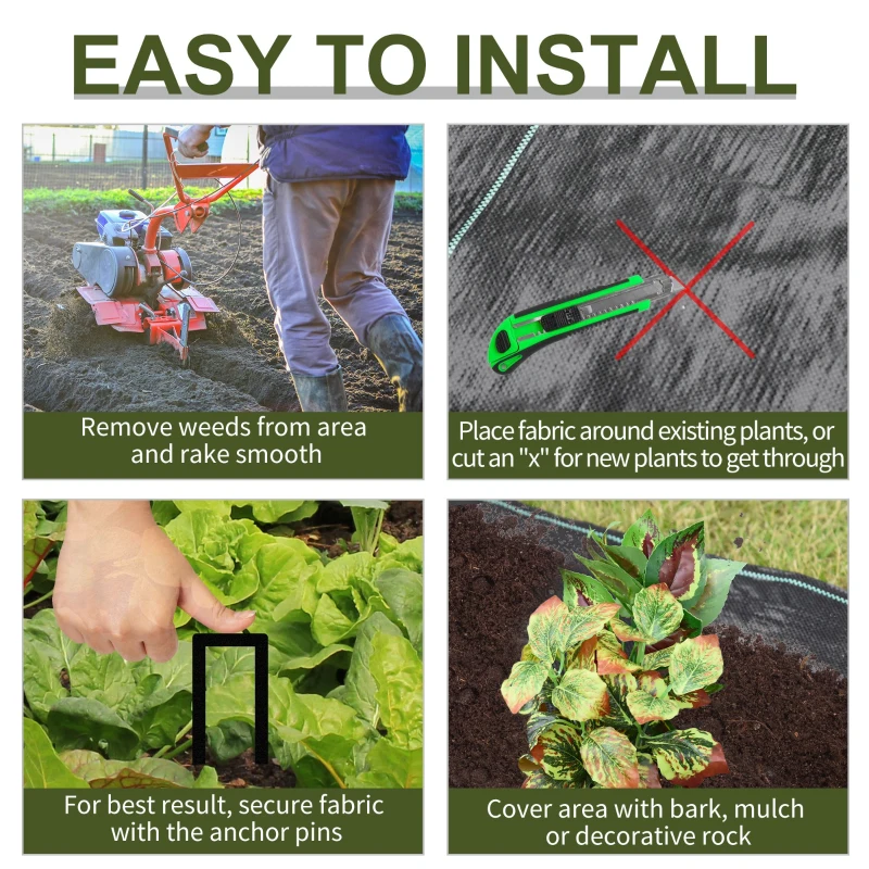 Outsunny 6.6ftx164ft Gardener Premium Weed Barrier 3.5OZ Landscape Fabric Durable & Heavy-Duty Weed Block Gardening Mat