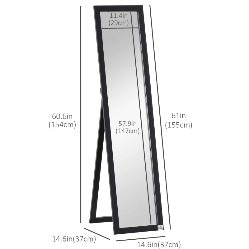 HOMCOM Full Length Mirror for Bedroom, Free Standing Dressing Mirror, Wall Mirror for Living Room, 15" x 61"