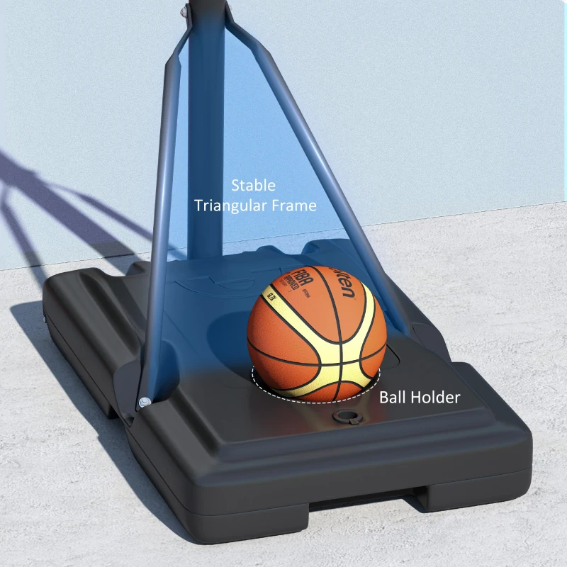Soozier 7.7-10ft Portable Basketball Hoop, Basketball Goal with Free Weight, Wheels, 43" Backboard and Fillable Base