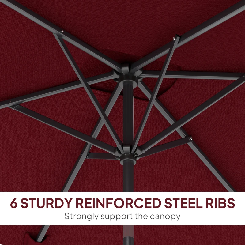 Outsunny 6.6x9.6ft Rectangle Aluminum Tilt Patio Umbrella, Garden Market Parasol, Outdoor Sunshade Canopy with Crank, Wine Red