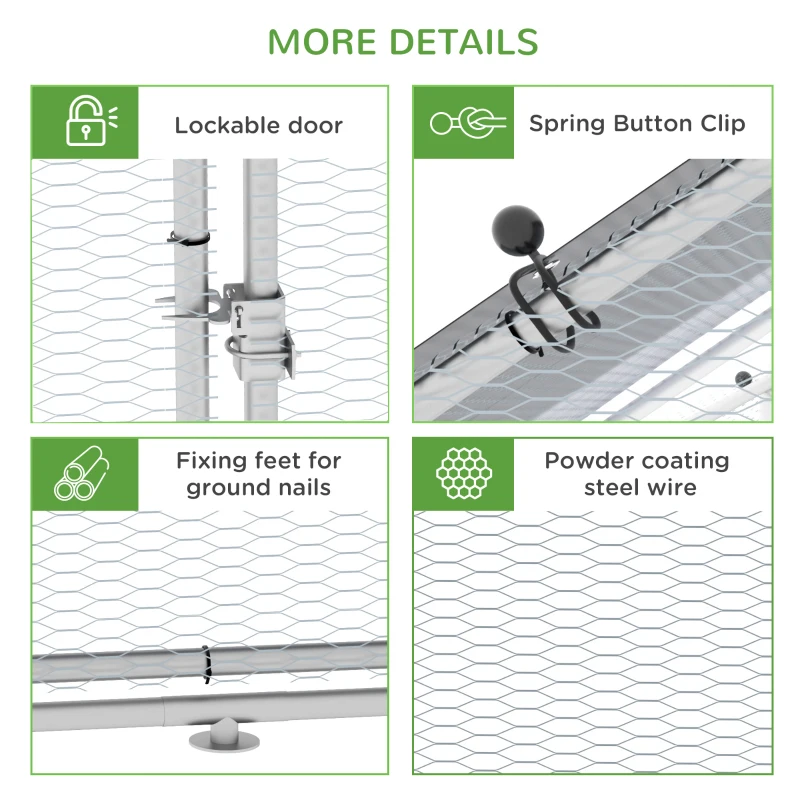 PawHut Chicken Run Walk-In Metal Chicken Coop, 3 Rooms Galvanized Poultry Cage Outdoor with Waterproof UV-Protection Cover for Rabbits, Ducks, 9.8' x 26.2'