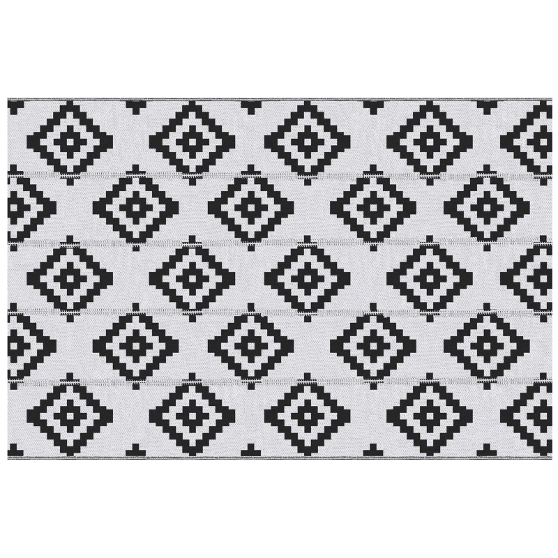 Outsunny Reversible Outdoor RV Rug, Patio Floor Mat, 6' x 9' Plastic Straw Rug for Backyard, Deck, Beach, Camping, Black & White