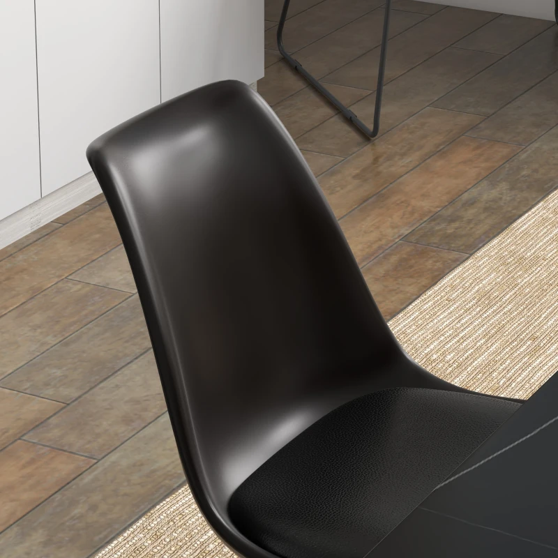 HOMCOM Modern Dining Table Chairs Set of 4, Rubber Wood Kitchen Table Chairs with PU Leather Cushion for Living Room, Bedroom
