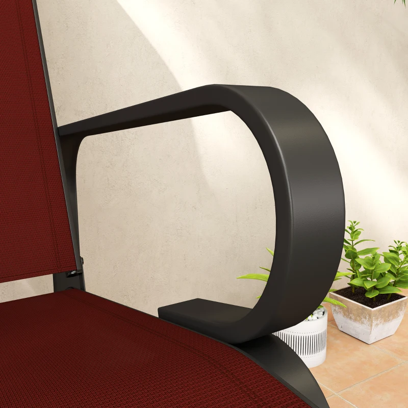 Outsunny Patio Glider with Breathable Mesh Fabric, Outdoor Glider Chair, Garden Rocking Gliding Seat for Patio, Yard, Porch, Black/Wine Red