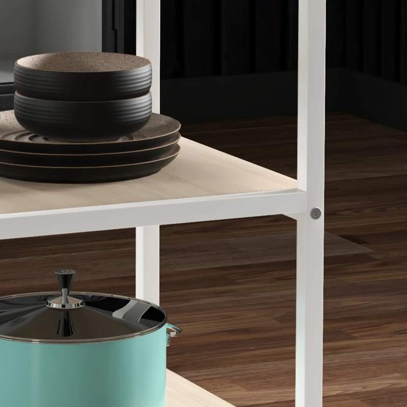 HOMCOM Round Kitchen Table for 4-6 People, 39.4 Inch Industrial Dining Table with Storage Shelves, Oak