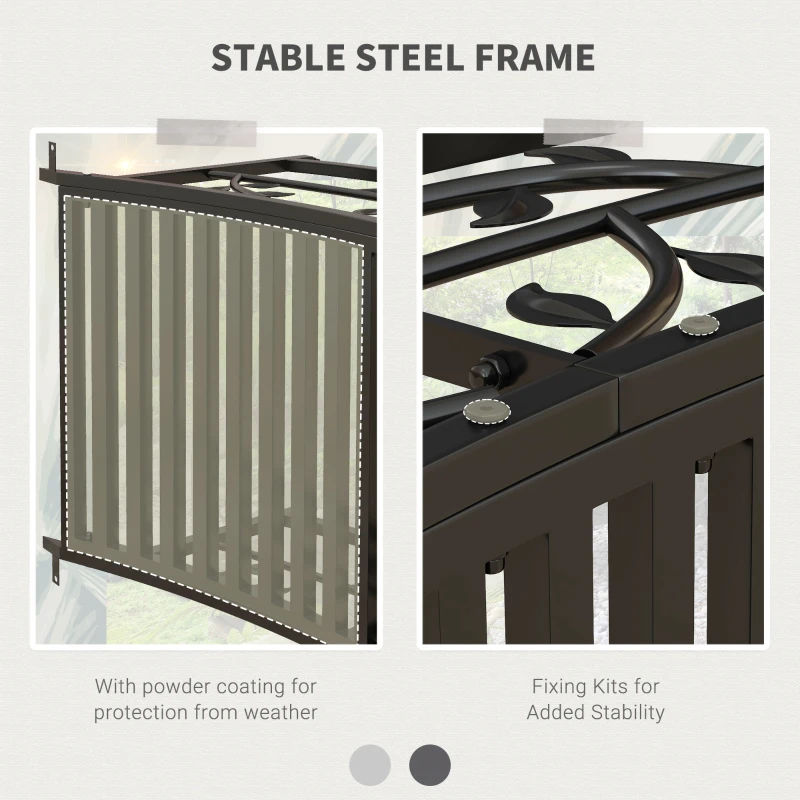 Outsunny 4' Metal Arch Garden Bridge Arc Footbridge with Guardrails and Decorative Vine Pattern, Black