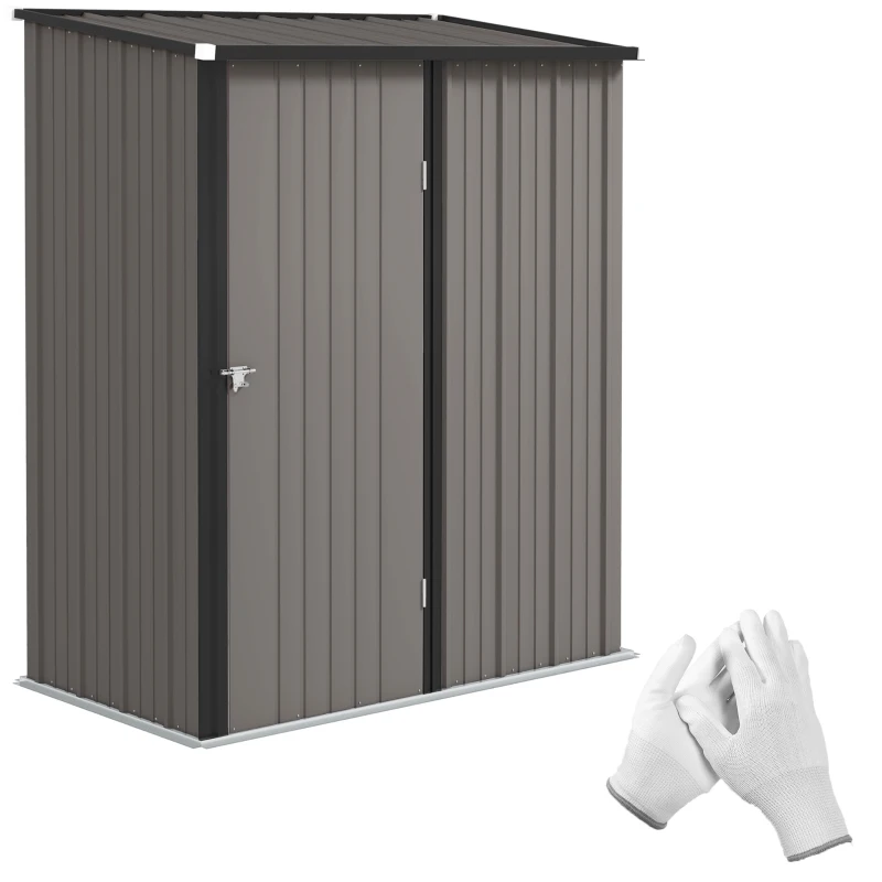 Outsunny 5' x 3' Outdoor Storage Shed, Steel Garden Shed with Single Lockable Door, Tool Storage Shed for Backyard, Light Grey