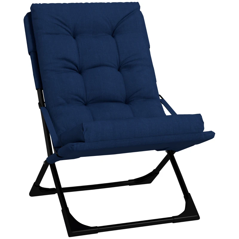 Outsunny Outdoor Folding Lawn Chair, Foldable Chair with Cushion, Armrest and Steel Frame for Poolside, Deck, Backyard