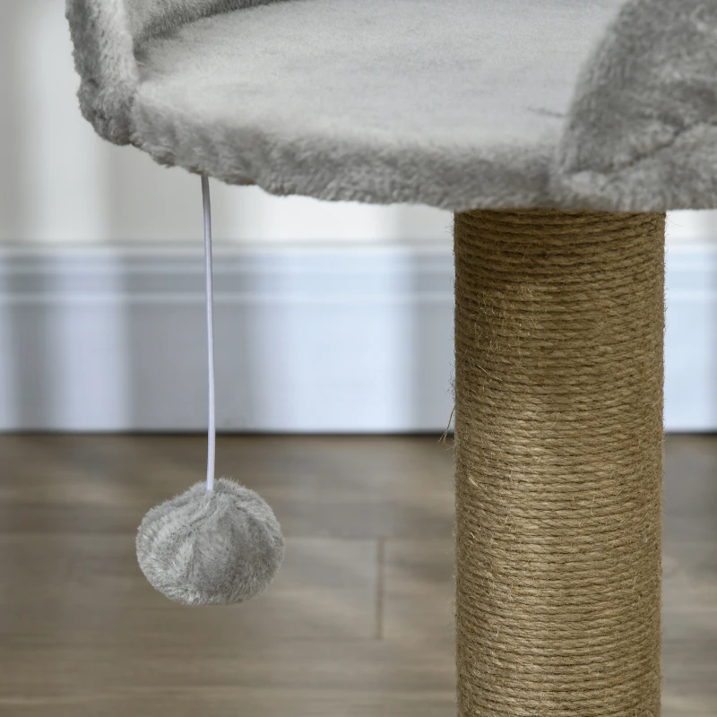 PawHut Cat Tree with Scratching Post, Toy Ball, Perch, Small Cat Tower for Indoor Cats - 16" x 16" x 19", Grey