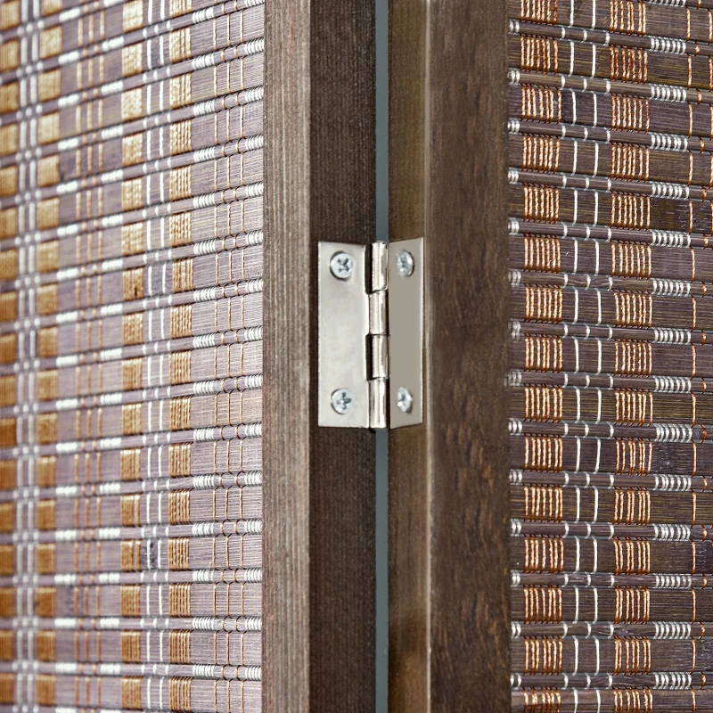 HOMCOM 4 Panel Room Divider, 6ft Tall Bamboo Folding Screen with 2 Storage Shelves for Bedroom, Office, Brown