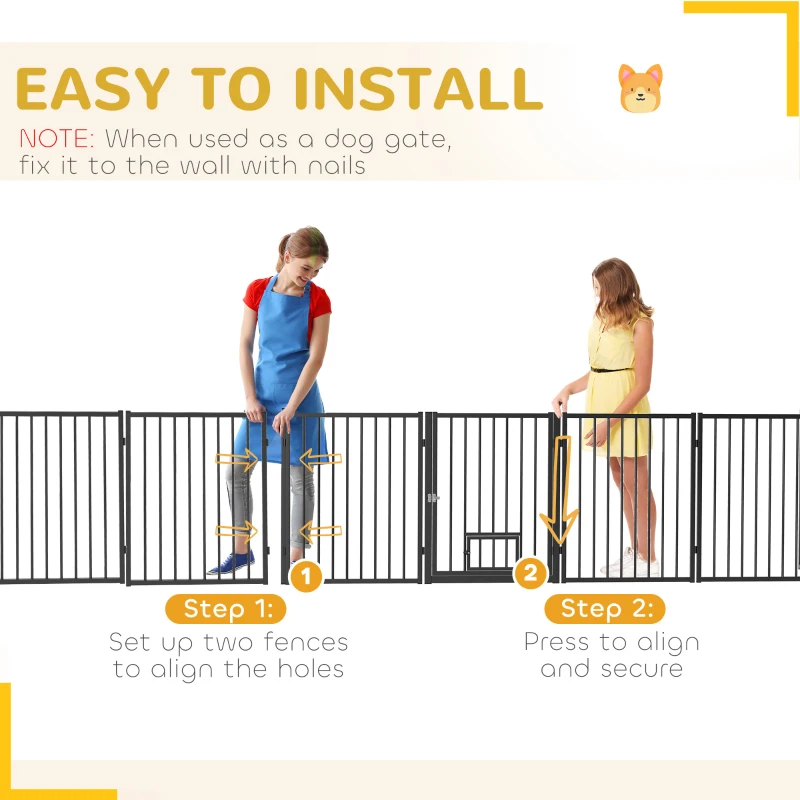 PawHut 6 Panels Dog Playpen, Foldable Portable Pet Playpen with Door, for Small & Medium Dogs, 30"H