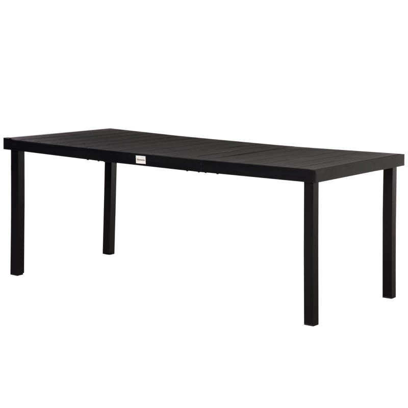 Outsunny Patio Dining Table for 8, Rectangular Aluminum Outdoor Table for Garden Lawn Backyard, Black