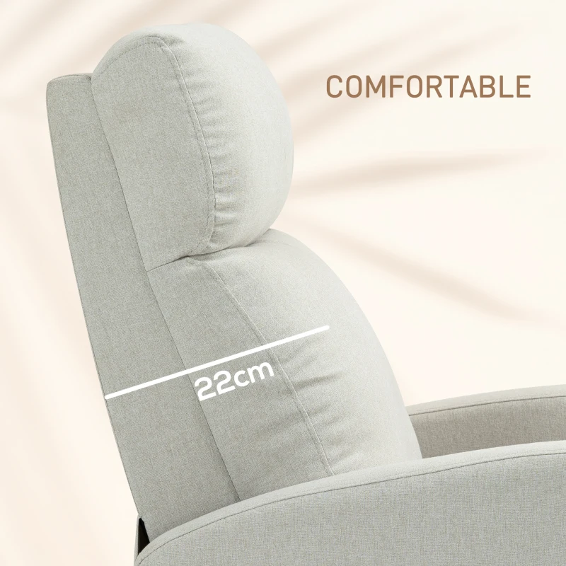 HOMCOM Manual Recliner Sofa Home Theater Seating, Single Reclining Sofa Chair with Padded Seat for Living Room, Cream White
