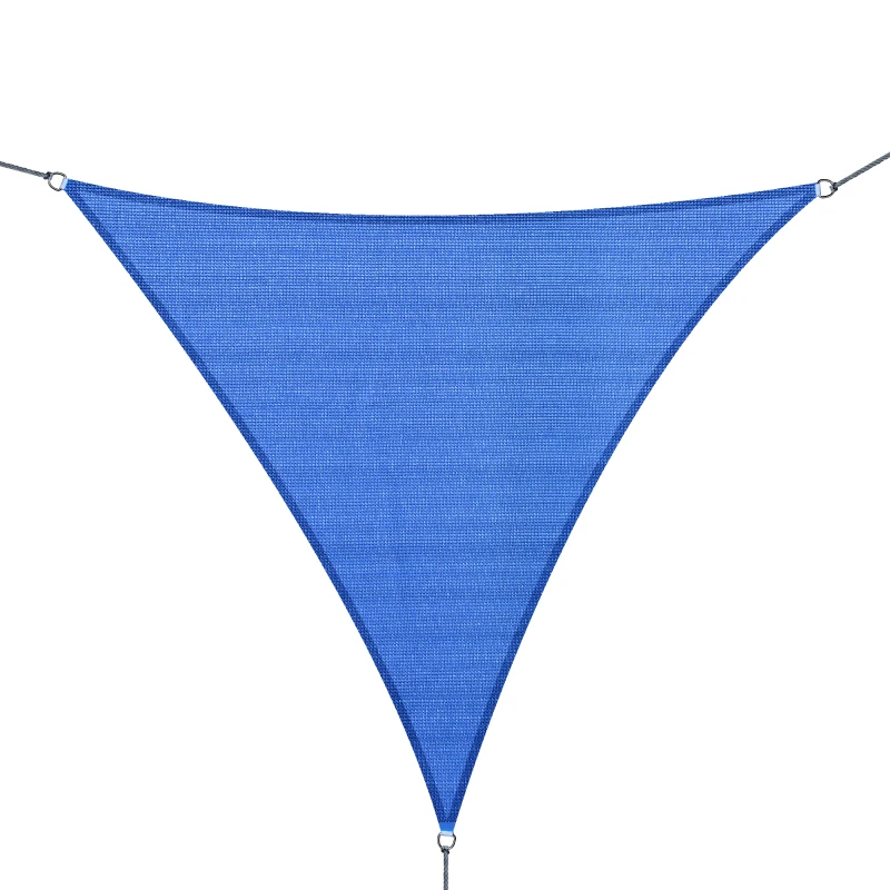 Outsunny Triangle 16.4' Canopy Sun Sail Shade Garden Cover UV Protector Outdoor Patio Lawn Shelter with Carrying Bag (Blue)