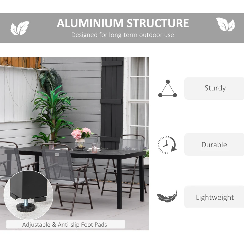 Outsunny Patio Dining Table for 8, Rectangular Aluminum Outdoor Table for Garden Lawn Backyard, Black