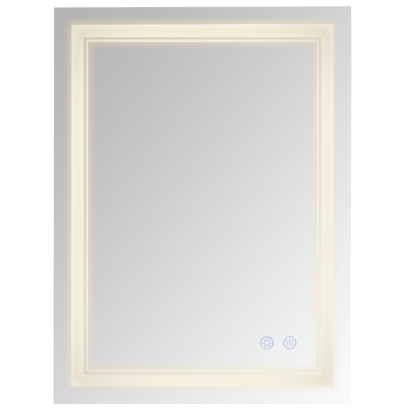 kleankin 24" x 32" LED Bathroom Mirror, Dimmable Lighted Anti Fog Wall-Mounted Mirror, with 3 Colour, Smart Touch, Plug-in, Vertical or Horizontal Hanging