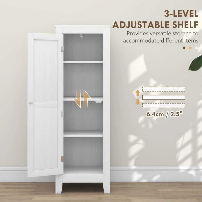 HOMCOM Kitchen Pantry Storage Cabinet with Adjustable Shelves, Small Storage Cabinet with Door and Shelves, White