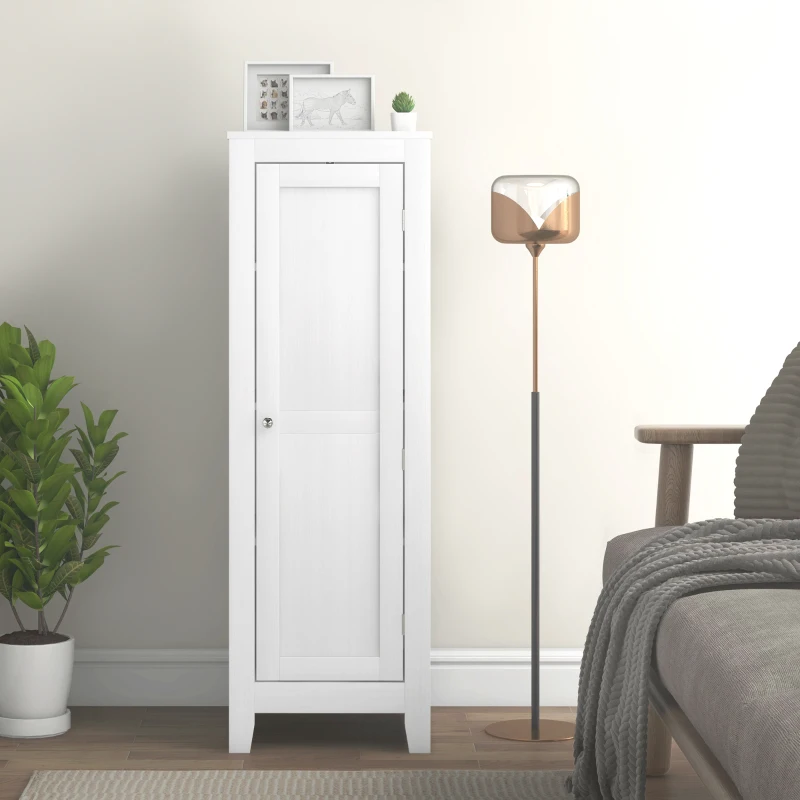 HOMCOM Kitchen Pantry Storage Cabinet with Adjustable Shelves, Small Storage Cabinet with Door and Shelves, White