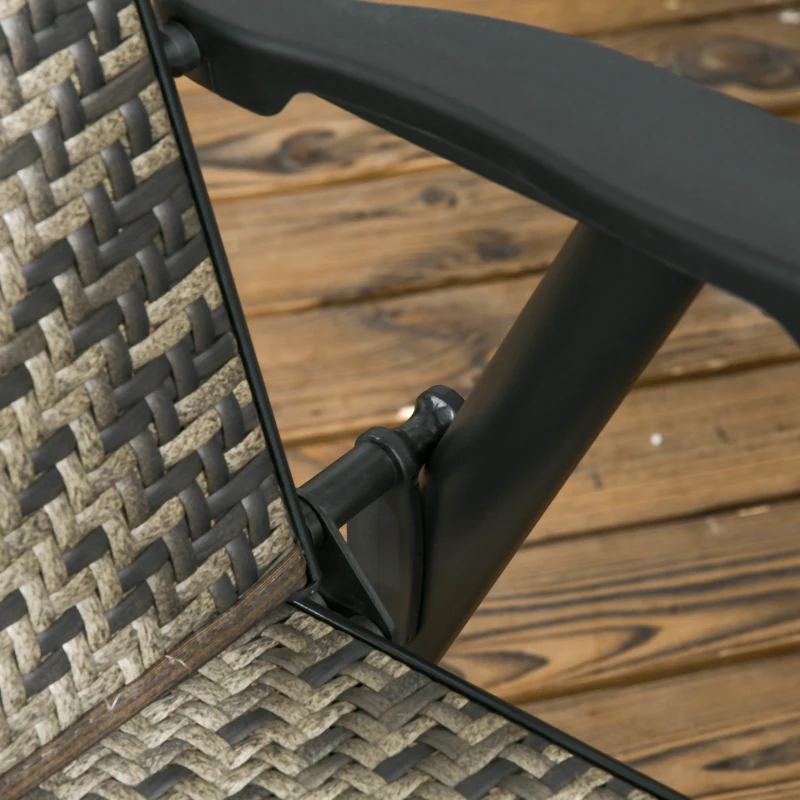 Outsunny Patio Wicker Dining Chair Set of 2, Outdoor Dining Chair Set, PE Rattan Foldable Chair with Steel Frame for Garden, Backyard, Porch, Grey/Beige