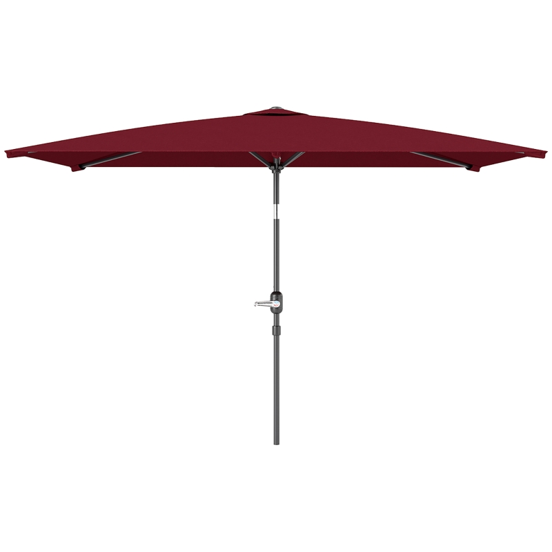 Outsunny 6.6x9.6ft Rectangle Aluminum Tilt Patio Umbrella, Garden Market Parasol, Outdoor Sunshade Canopy with Crank, Wine Red