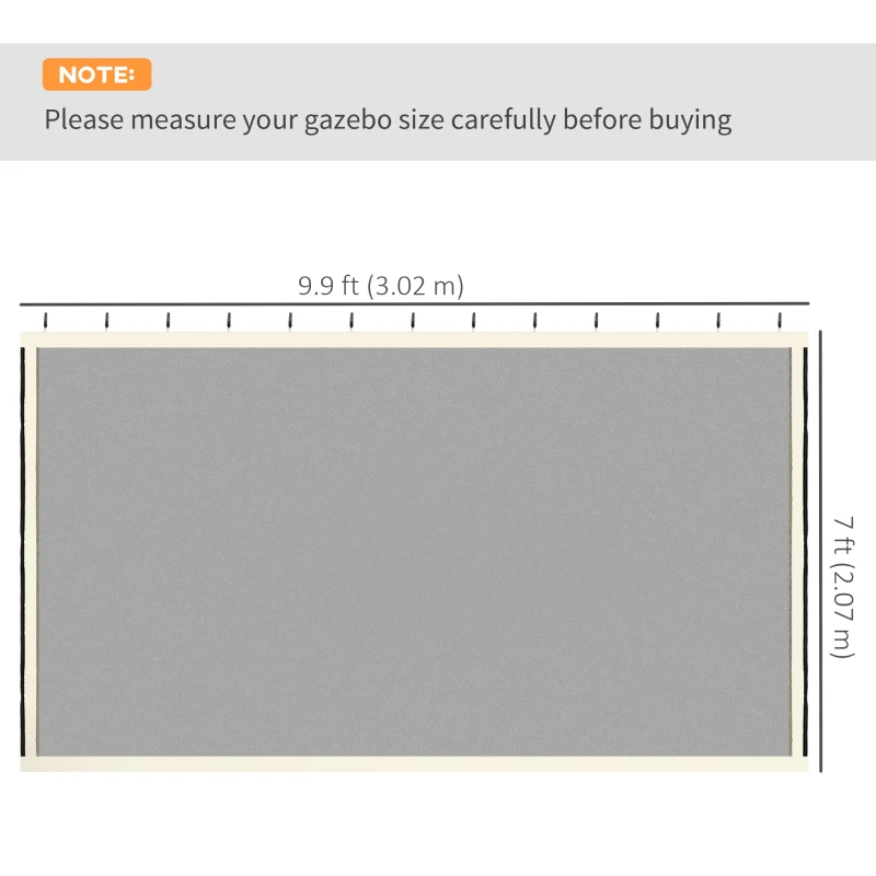 Outsunny Replacement Mosquito Netting for Gazebo 10' x 10' Black Screen Walls for Canopy with Zippers for Parties and Outdoor Activities, Cream White