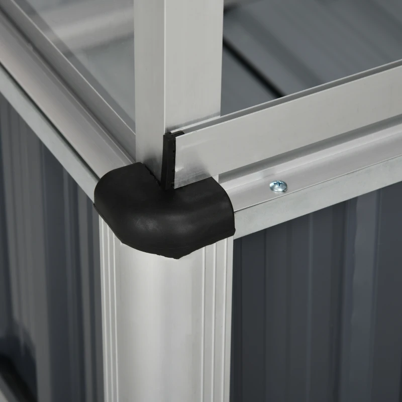 Outsunny 45"x24"x51" Raised Garden Bed with Greenhouse, Windows, Galvanized Steel Frame for Vegetables Flowers Herbs, Dark Grey