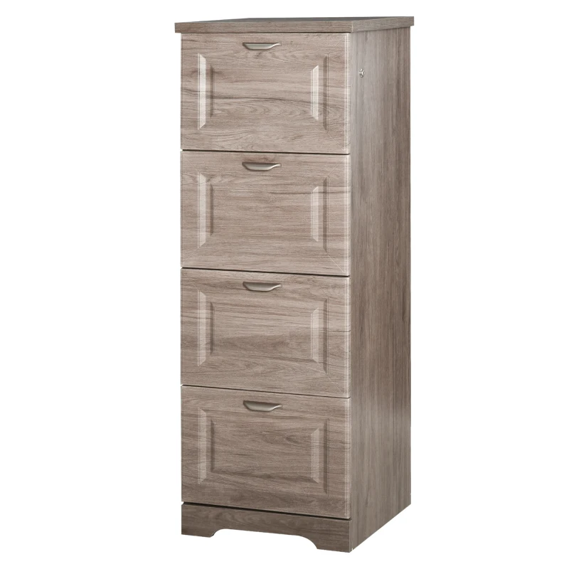 HOMCOM 4 Drawer Vertical File Cabinets Freestanding Enclosed Storage Cabinet with File Hanging, Grey