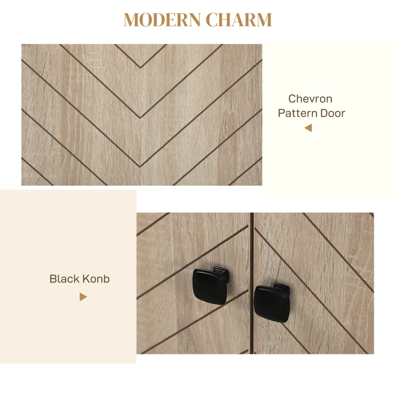 HOMCOM Modern Sideboard, 42.5" Buffet Cabinet with Adjustable Shelves and 3 Drawers, Coffee Bar Cabinet with 2 Doors, Oak