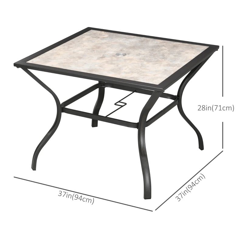 Outsunny Square Outdoor Dining Table, Garden Table with PC Board Tabletop for Patio, Backyard, Poolside, Grey