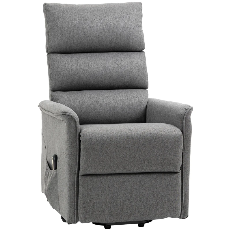 HOMCOM Lift Chair for Elderly, Power Chair Recliner with Remote Control, Side Pockets for Living Room, Dark Grey