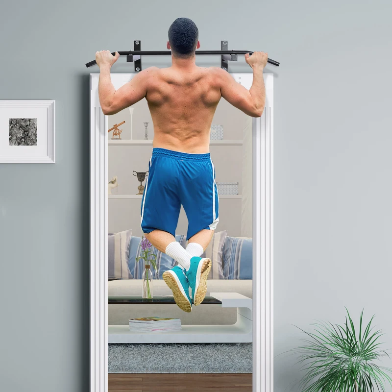 Soozier Wall Mounted Pull Up Bar Upper Body Pull Up Training Workout Home Gym Exerciser Black