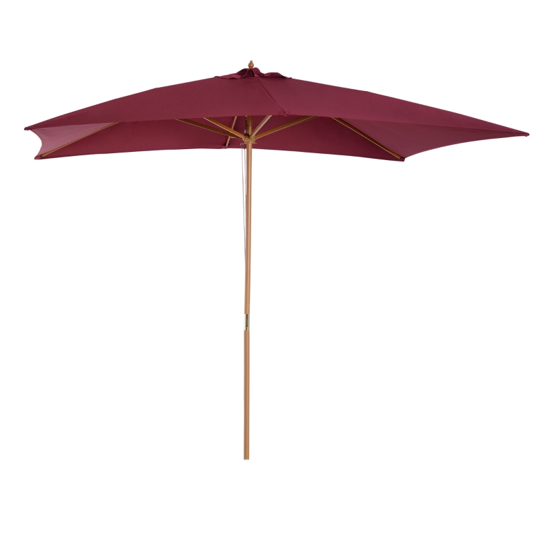 Outsunny Patio Umbrella Market Patio Sun Umbrella Rectangle Wine Red