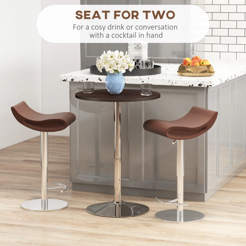 HOMCOM High Top Bar Table, Adjustable Round Kitchen Table with Swivel Top and Steel Base, Bistro Table for 2 People, Walnut