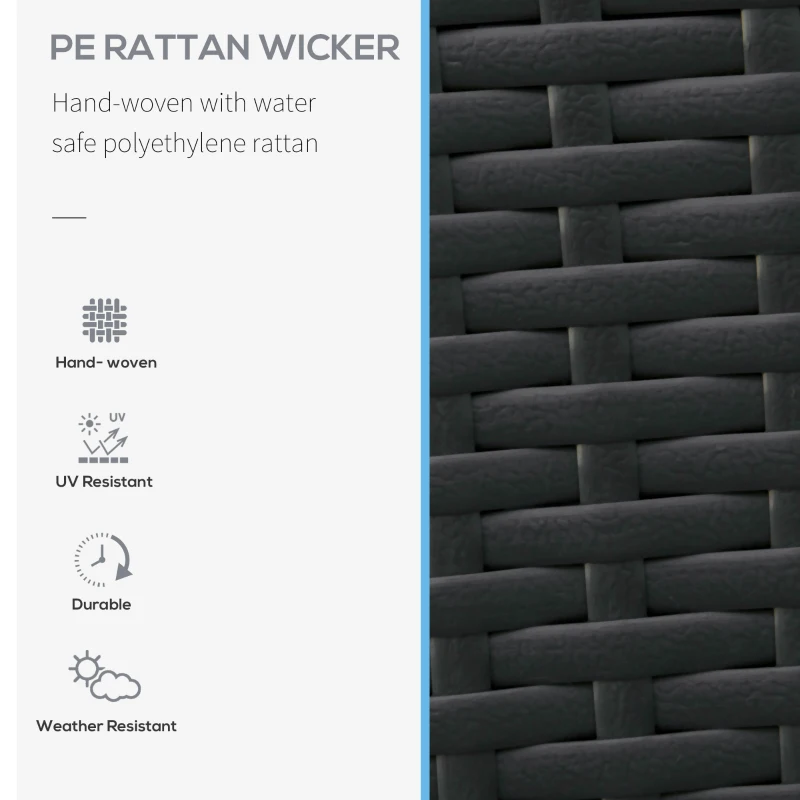 Outsunny Outdoor Rattan Wicker Lounge Chair with Footrest & Soft Cushion for Patio, Garden, Backyard, Sky Blue