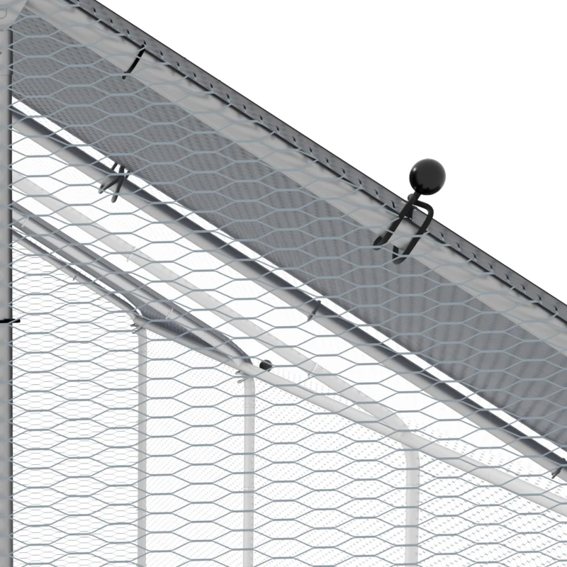 PawHut Chicken Run Walk-In Metal Chicken Coop, 3 Rooms Galvanized Poultry Cage Outdoor with Waterproof UV-Protection Cover for Rabbits, Ducks, 9.8' x 26.2'