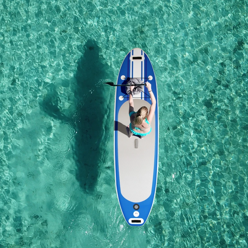 Soozier Inflatable Paddle Board, 120'' x 30" x 6" Stand Up Paddle Board Lightweight & Foldable w/ ISUP Accessories & Carry Bag, Aluminum Paddle, Fix Accessories Set, Air Pump, Leash