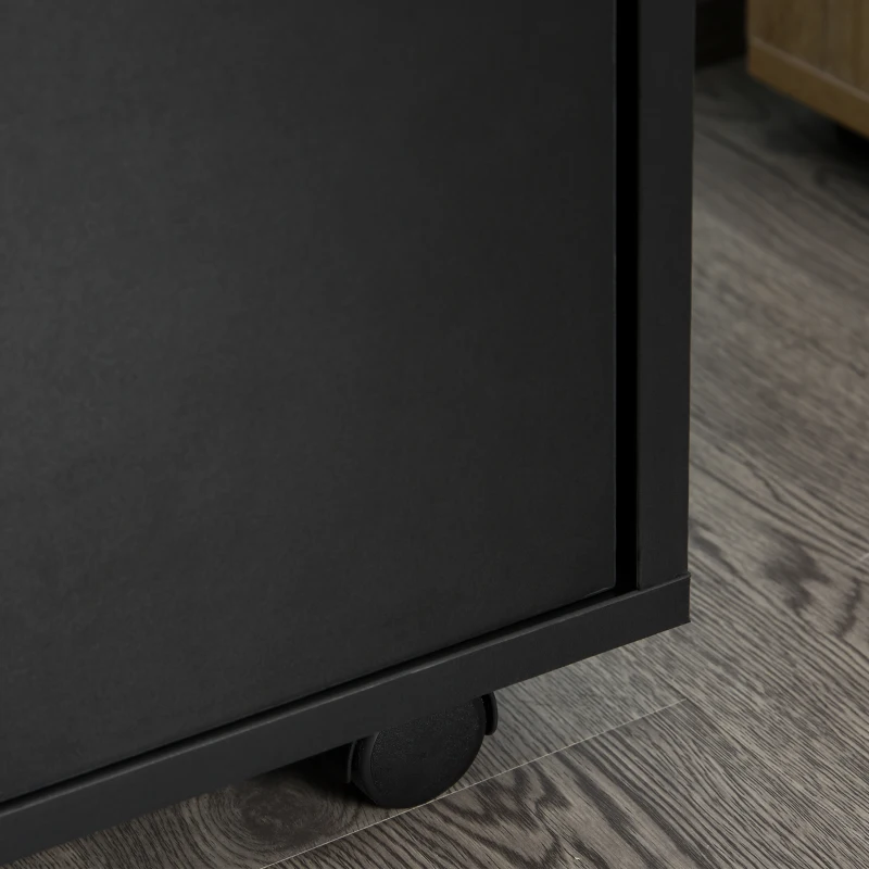 HOMCOM Mobile Storage Cabinet Organizer with Drawer and Cabinet, Printer Stand with Castors, Black