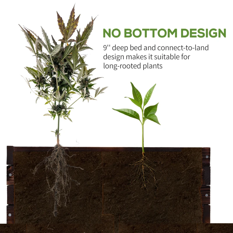 Outsunny Raised Garden Bed Elevated Wooden Planter Box for Backyard, Patio to Grow Vegetables, Herbs, and Flowers