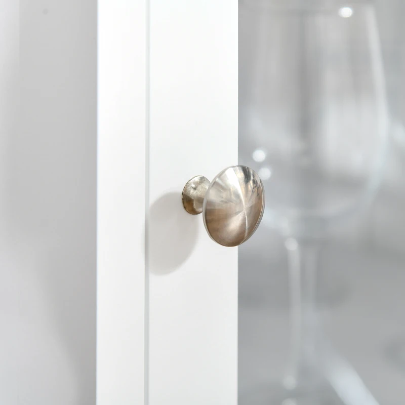 HOMCOM Wine Cabinet with 4 Bottle Wine Rack, Open Shelf, Acrylic Door Cabinet with Adjustable Shelf for Home Bar, White